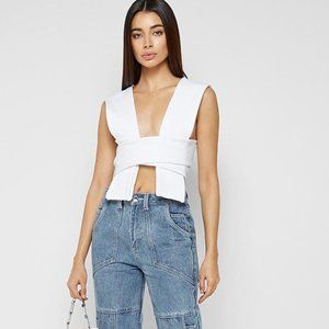 Maniere De Voir Multi-way Ribbed Crop Top - Off White - US SIZE 4 Never Worn
